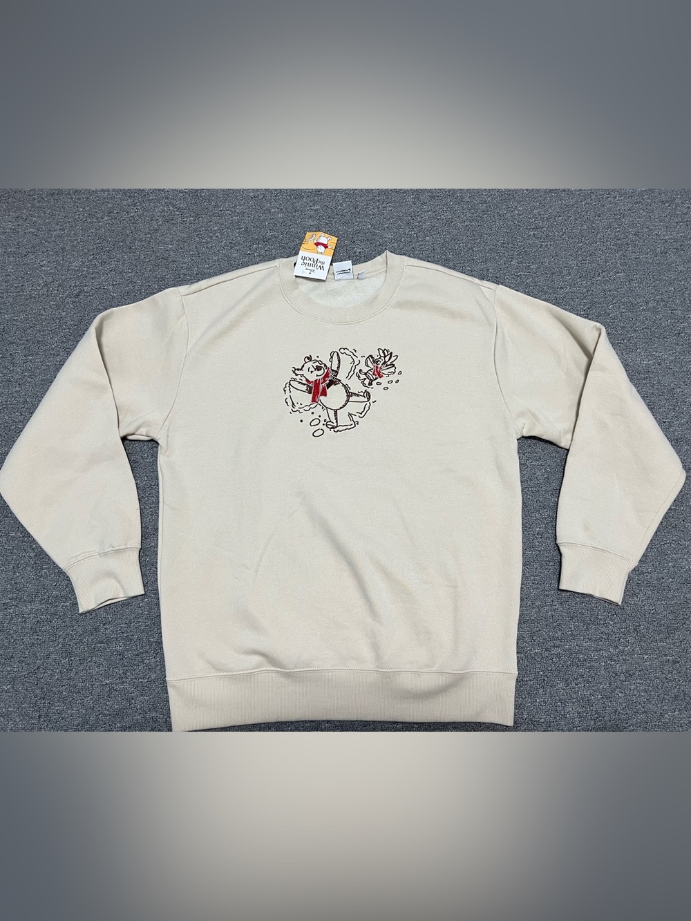 Disney Winnie The Pooh Piglet Snow Angel Embroidered Crewneck Sweatshirt Adult M
